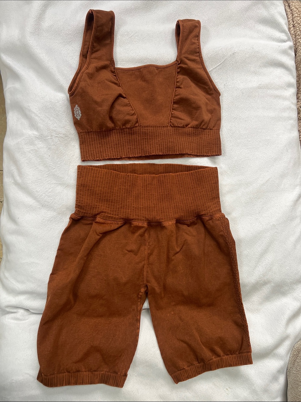 🌺NEW free people Good karma square neck bra w/biker short set